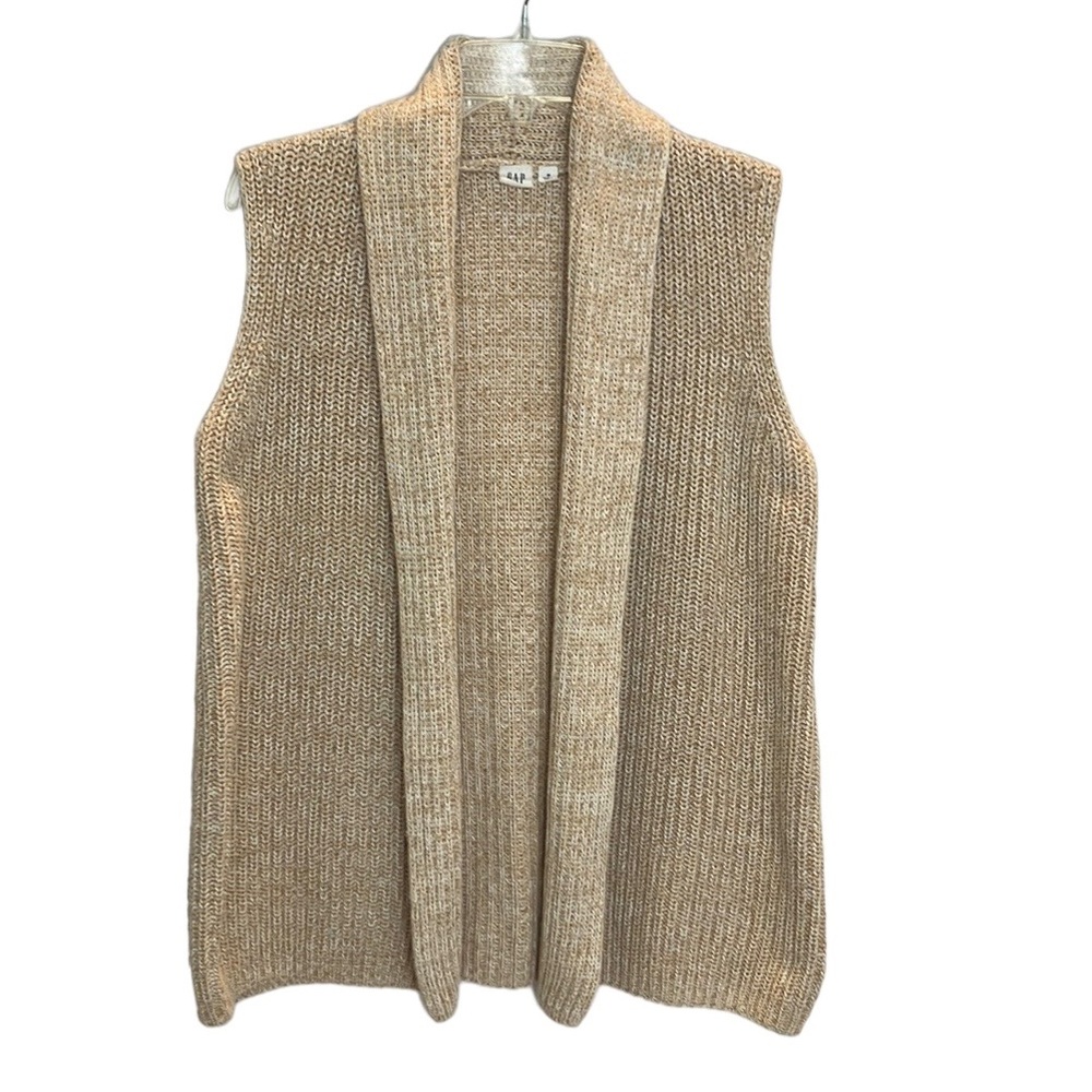 Gap 100% cotton marled ribbed long line cardigan vest size medium